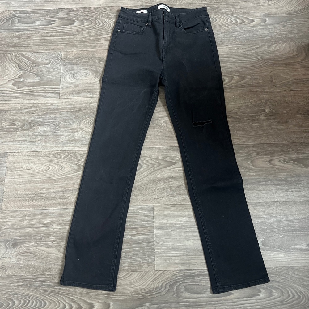 Vigoss Black Wash High Rise Straight Leg Distressed‎ Jeans Size 27